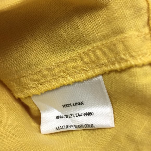 Eileen Fisher Tank Tunic Swing Dress Size M Womans Yellow Linen Drawstring Waist - Picture 5 of 13